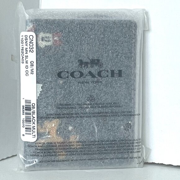 Disney x Coach Slim ID Card Case Holiday CN032 Black Leather Minnie Pluto ORGPKG - Picture 2 of 8